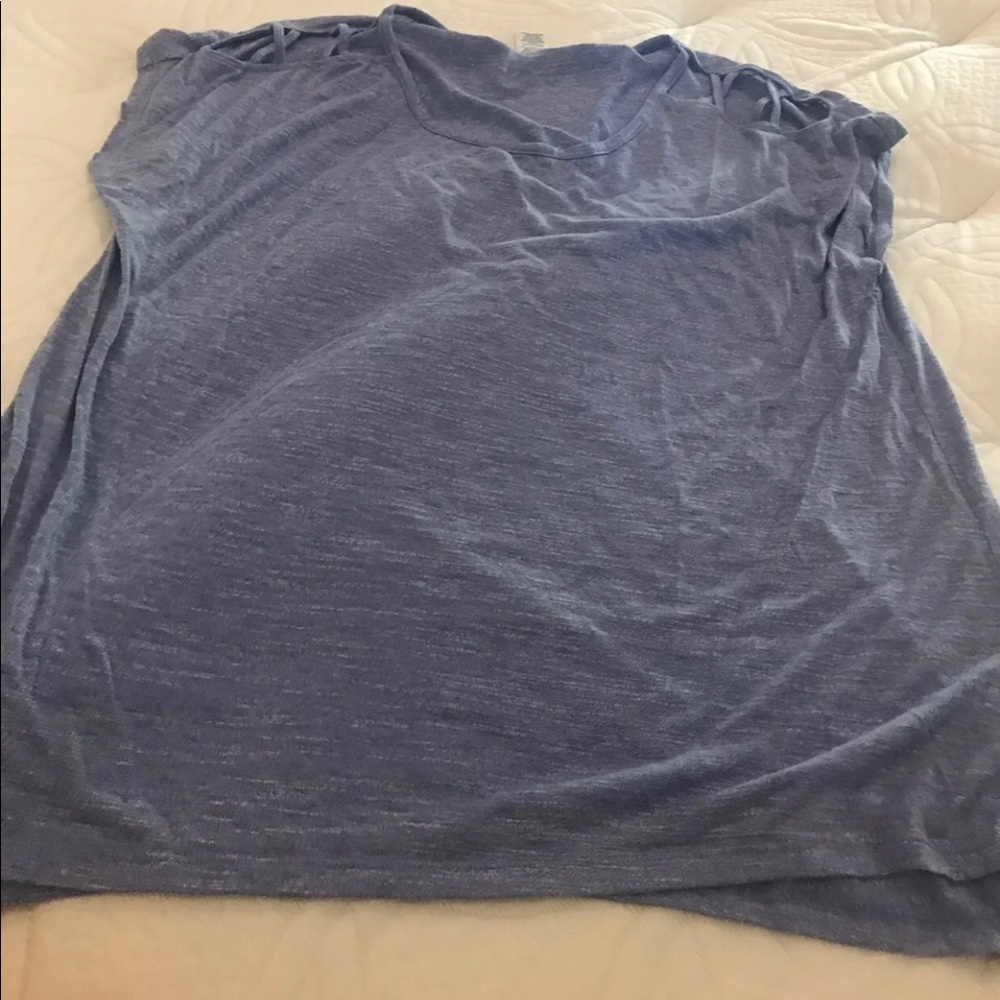 Purple cutout sleeves T-shirt